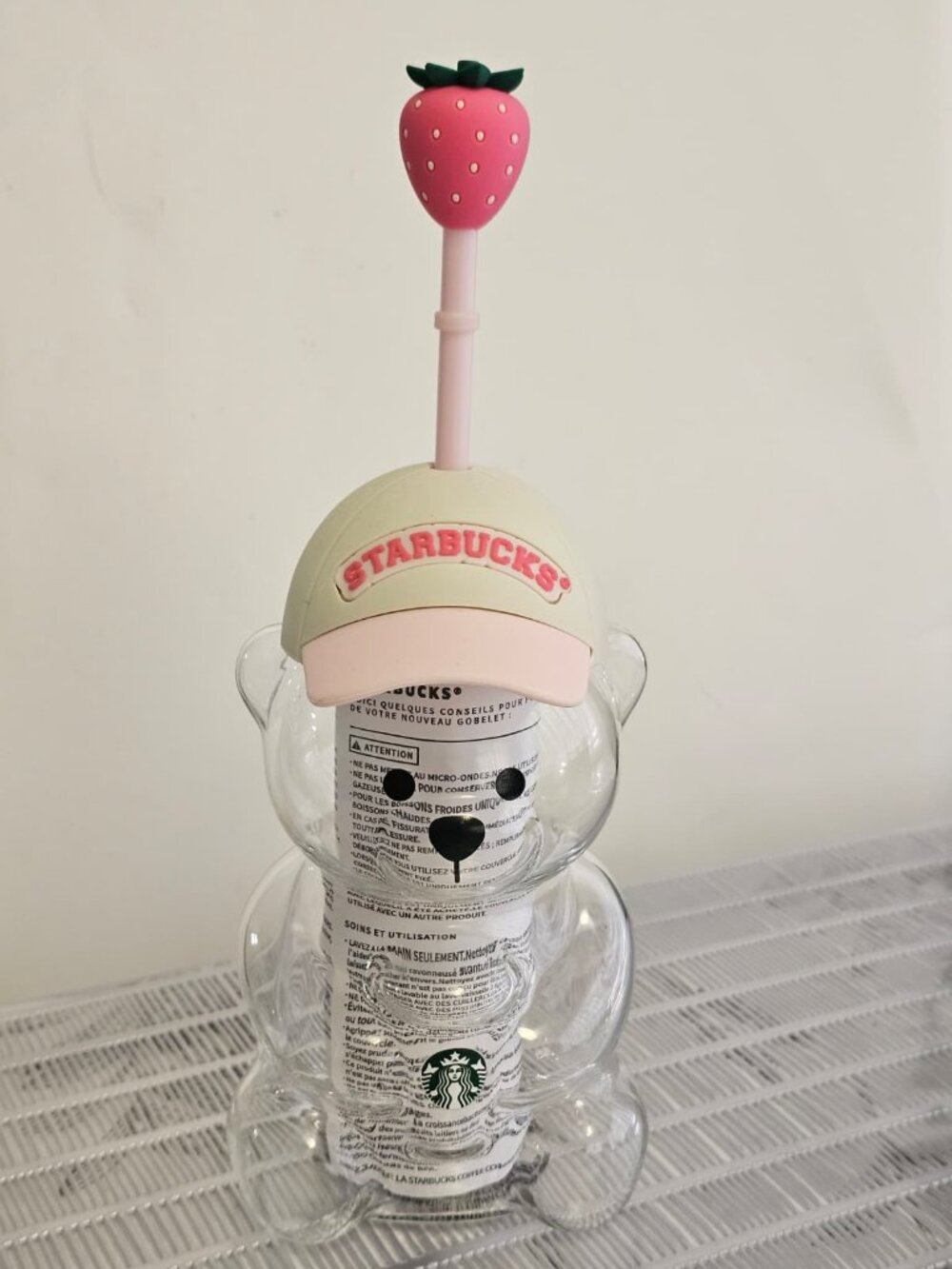 Starbucks Pink Bearista Bear Cup With Strawberry Topper Baseball Cup New 2026